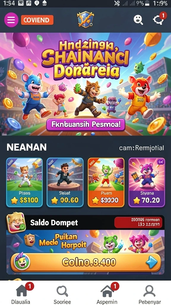 Tampilan antarmuka utama EMON77 yang menarik.