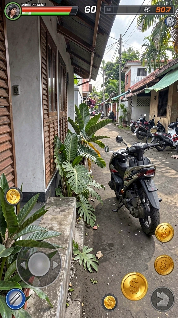 Tampilan level yang menantang dan penuh warna.