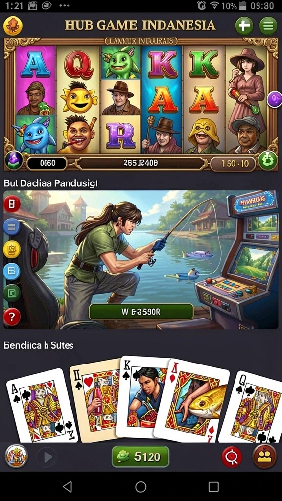 Tampilan utama permainan slot dengan berbagai pilihan tema.