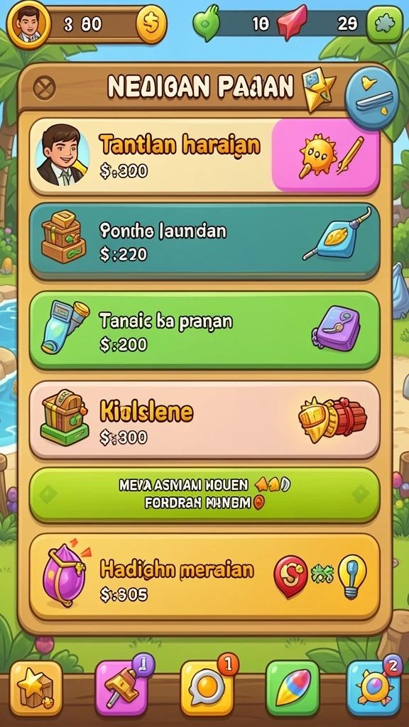Tampilan karakter yang dinamis dan menarik.